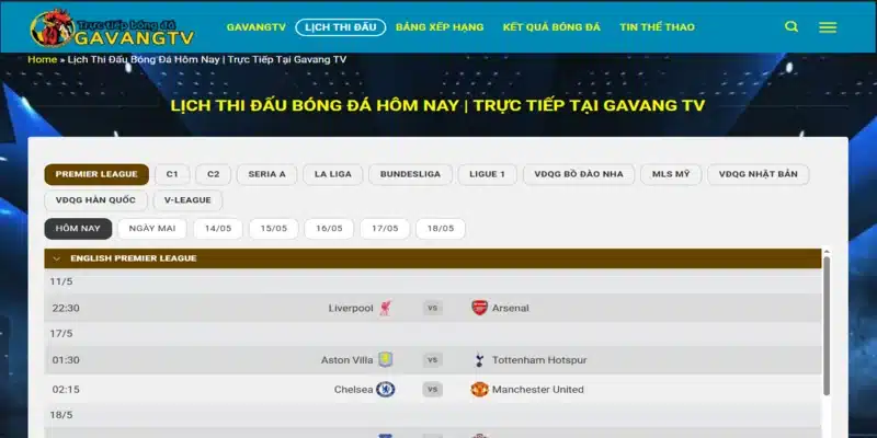 Xem đội bóng yêu thích tại GavangTV